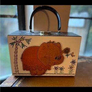 Frazier Wooden Purse with Elephant